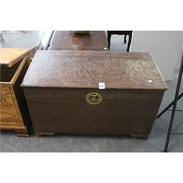 Ornately Carved Oriental Trunk
