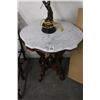 Image 1 : Ornately Carved Mahogany w/Marble Top Table