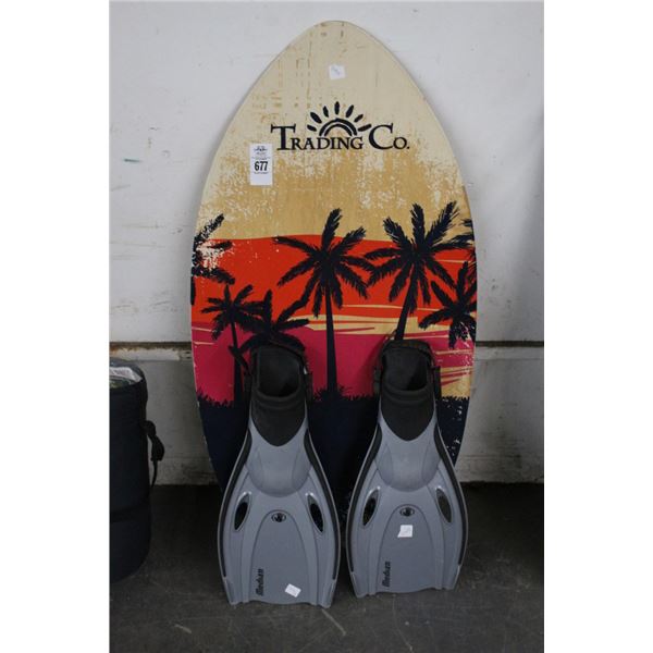 Large Skimboard w/Swim Flippers