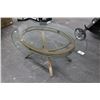 Image 1 : Brushed Metal Glasstop Oval Coffee Table