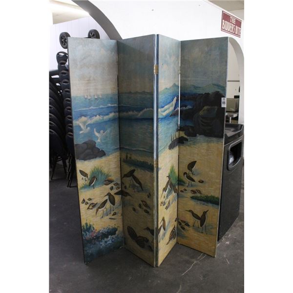 Sea Scape Motif 4 Panel Privacy Screen