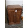 Image 1 : Oak Rolling Cabinet w/Swivel Top, Mirror