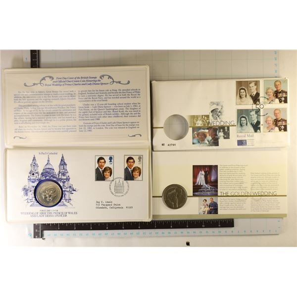 2 GREAT BRITAIN FDC'S WITH COINS: 1997 FIVE POUND