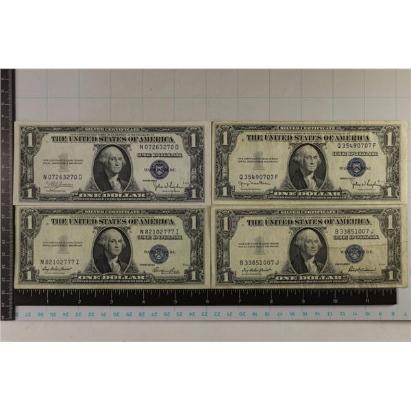 1935-C, D, E & F US $1 SILVER CERTS, BLUE SEALS
