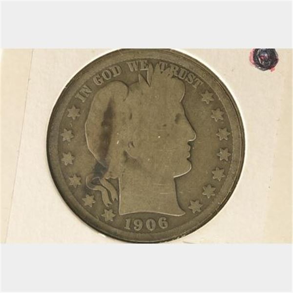 1906-D SILVER BARBER HALF DOLLAR