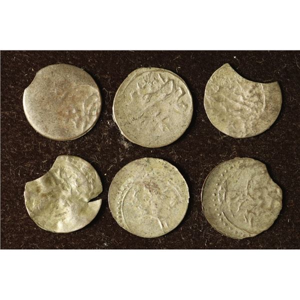 6 SILVER DIME SIZED OTTOMAN EMPIRE PARA COINS: