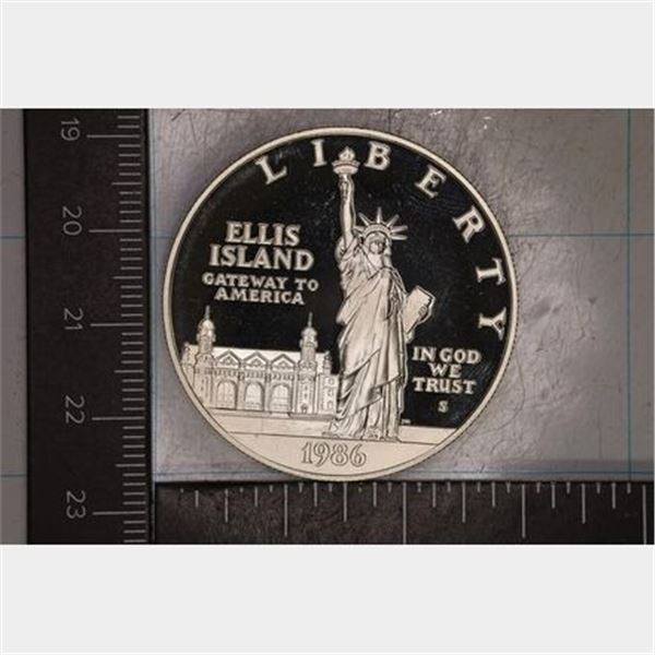 1986-S US PF STATUE OF LIBERTY CLOUDING ON REVERSE