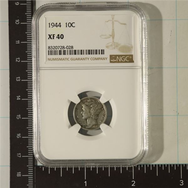 1944 SILVER MERCURY DIME NGC XF40