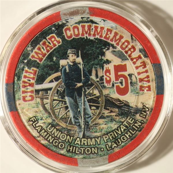 $5 FLAMINGO HILTON CASINO CHIP. 1997 CIVIL WAR