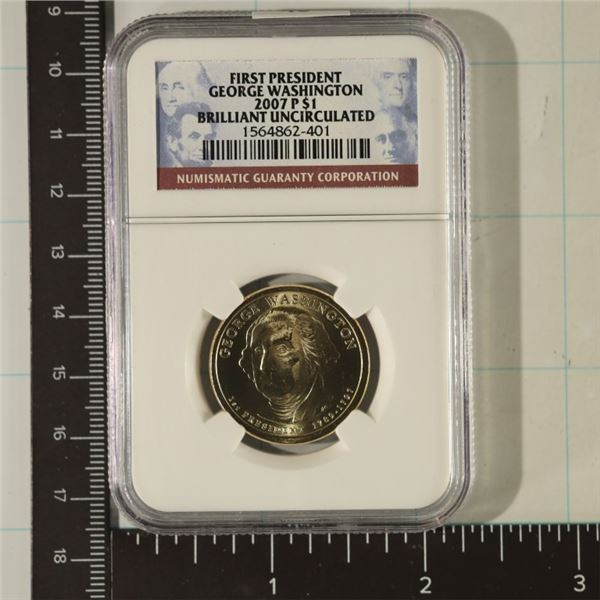 2007-P GEORGE WASHINGTON US $1 NGC BRILLIANT UNC