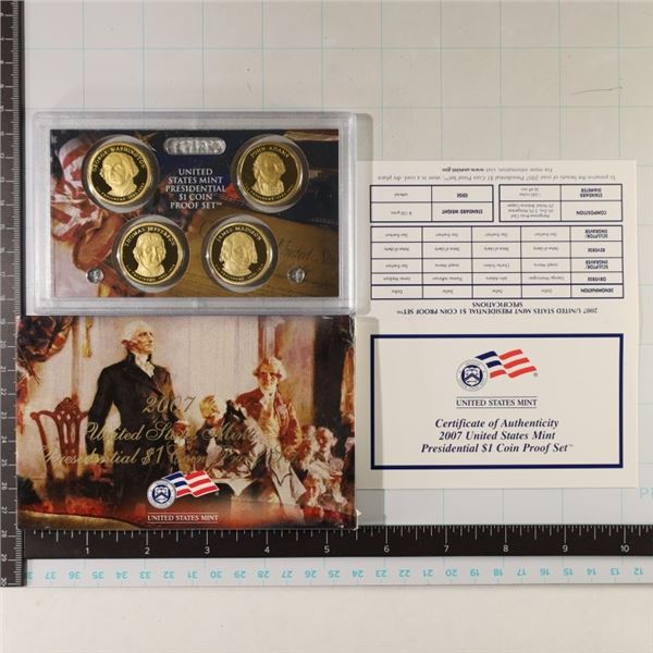 2007 US PRESIDENTIAL DOLLAR 4 COIN PF SET IN BOX