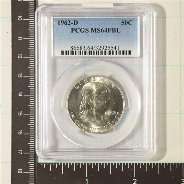 1962-D SILVER FRANKLIN HALF DOLLAR PCGS MS64FBL