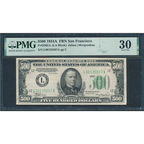 1934A $500 San Francisco FRN PMG 30