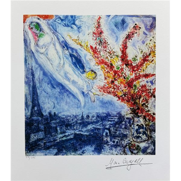 Marc Chagall FLOWERS OVER PARIS Facsimile Signed Limited Edition Giclee