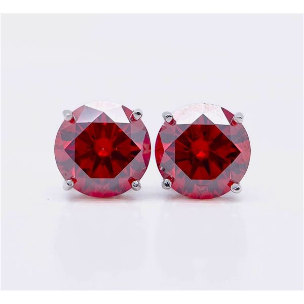 Plated 14KT White Gold 4.00ctw Hot Cherry Red Fire Moissanite Earrings