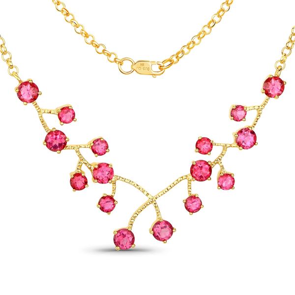 Plated 18KT Yellow Gold 7.92ctw Pink Topaz Necklace