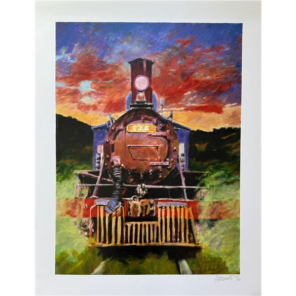 Aldo Luongo OLD AND GLORIOUS TRAIN Hand Signed Limited Edition Serigraph Art