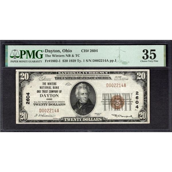 1929 $20 Dayton OH National PMG 35