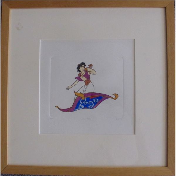 Disney ALADDIN MAGIC CARPET Large Handmade L/E Etching Art Sowa & Reiser FRAMED