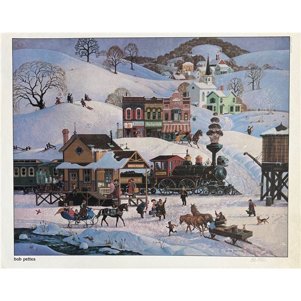 Bob Pettes HOME FOR CHRISTMAS Hand Signed 1982 Lithograph