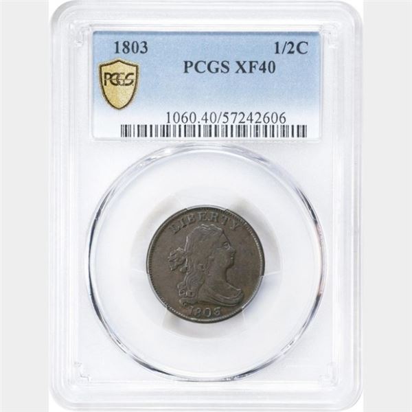 1803 Draped Bust Half Cent PCGS XF40BN