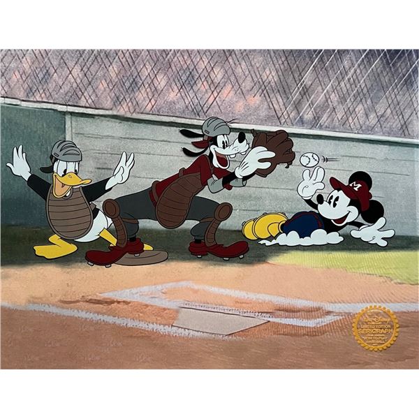 DISNEY Mickey Mouse Goofy Donald Duck Baseball Sericel