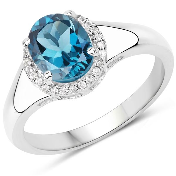 Plated Rhodium 2.13ctw London Blue Topaz Ring