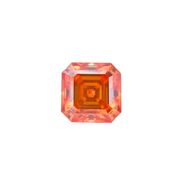 Large 5 Ct VVS1 Deep Orange Asscher Cut Fire Moissanite