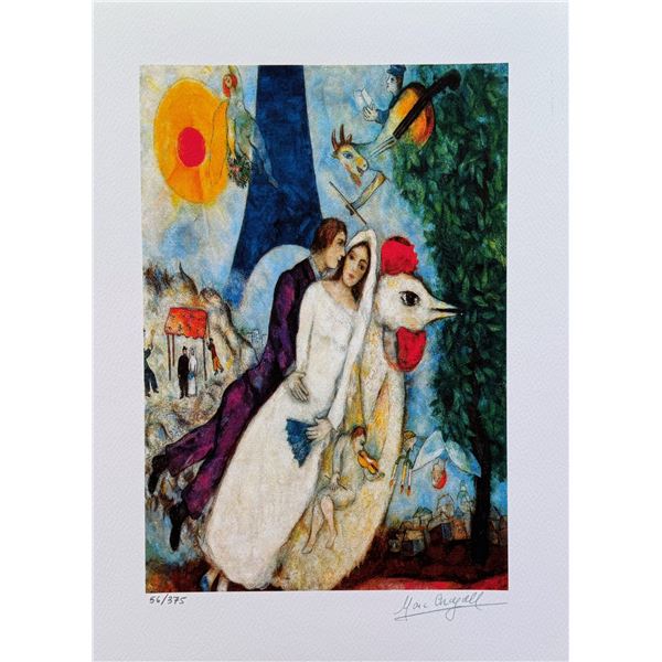 Marc Chagall BRIDE & GROOM OF THE EIFFEL TOWER Limited Edition Giclee