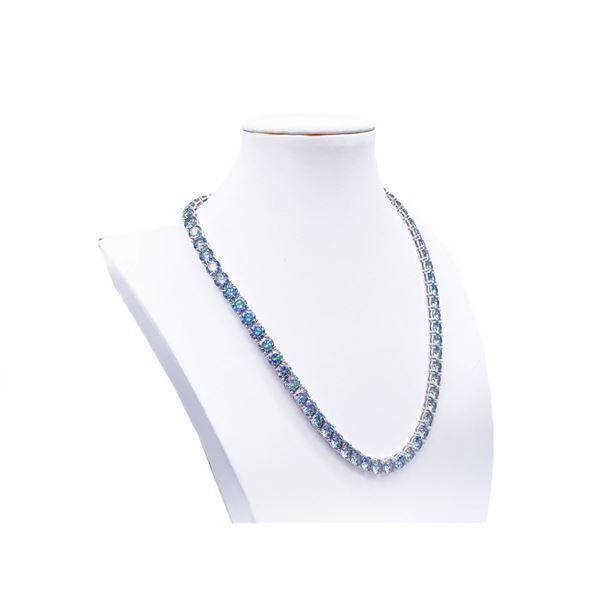 18KT White Gold Plated 69ctw Lab Created Russian Alexandrite Necklace