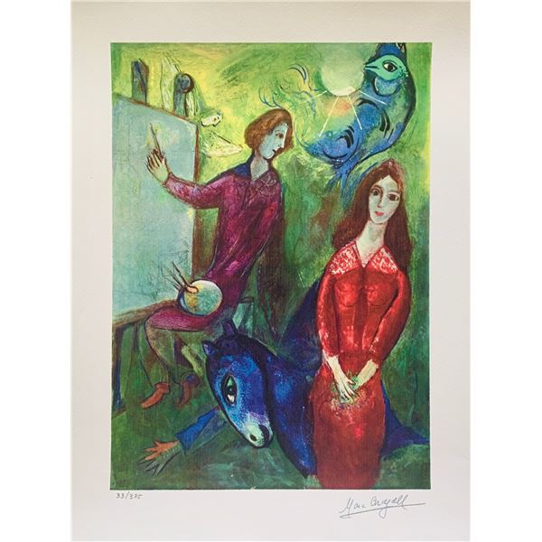 Marc Chagall ARTIST & HIS MODEL Limited Edition Facsimile Signed Giclee