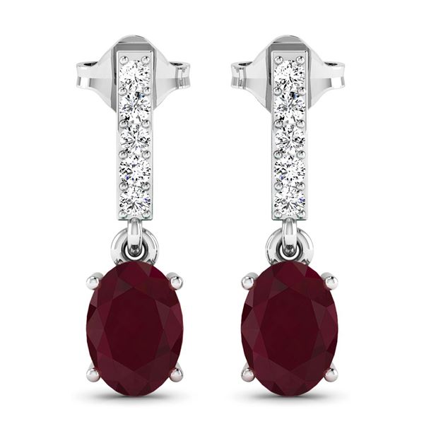 14KT White Gold 1.7ctw Ruby and Diamond Earrings