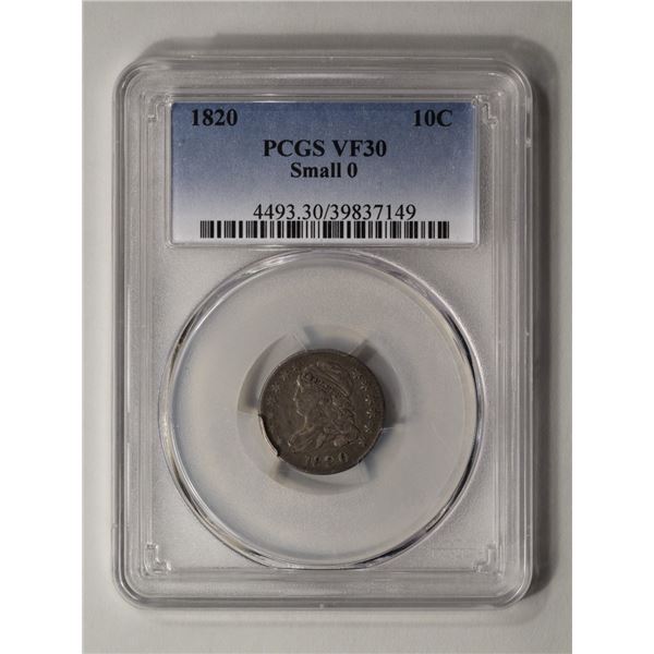 1820 Capped Bust Dime PCGS VF30