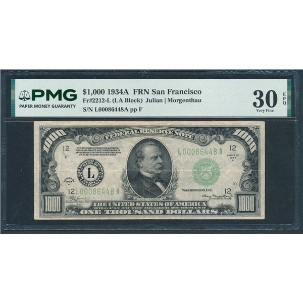 1934A $1000 San Francisco FRN PMG 30EPQ