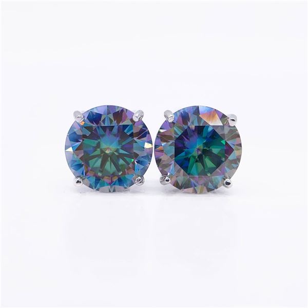 Plated 14KT White Gold  4.00ctw Color Change Simulated Alexandrite Earrings