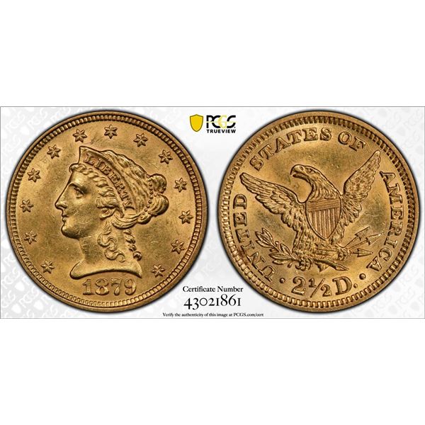 1879 $2.5 Liberty Head Quarter Eagle Gold Coin PCGS AU58