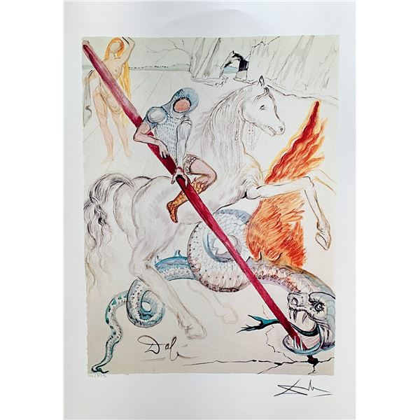 Salvador Dali ST GEORGE & THE DRAGON Facsimile Signed Limited Edition Giclee