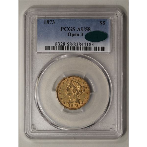 1873 $2.5 Liberty Head Quarter Eagle Gold Coin PCGS AU58