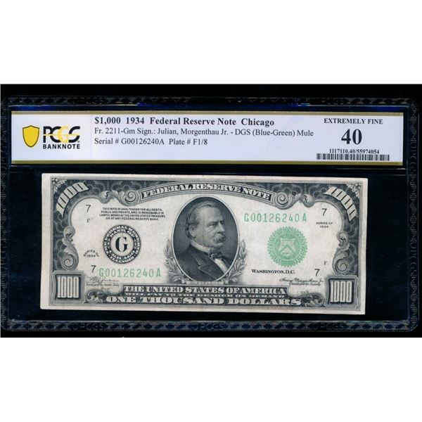 1934 $1000 Chicago FRN PCGS 40