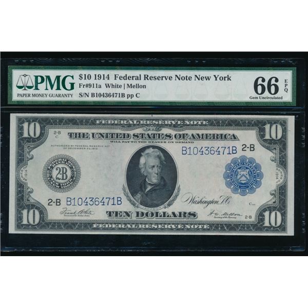 1914 $10 New York FRN PMG 66EPQ
