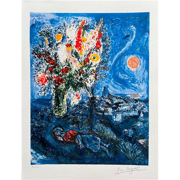 Marc Chagall LA DORMEUSE AUX FLEURS Limited Edition Facsimile Signed Giclee