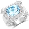 Image 1 : Plated Rhodium 4.90ctw Blue and White Topaz Ring