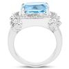 Image 2 : Plated Rhodium 4.90ctw Blue and White Topaz Ring