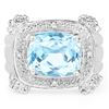 Image 3 : Plated Rhodium 4.90ctw Blue and White Topaz Ring