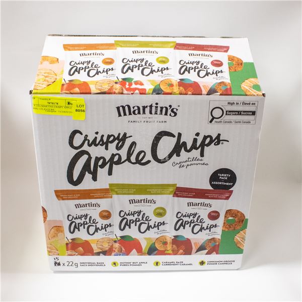 15 X 22G MARTINS CRISPY APPLE CHIPS 3 FLAVOURS