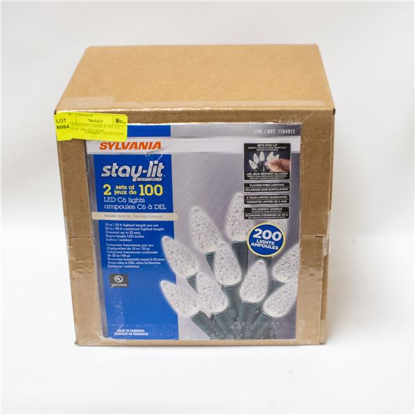 REPACKED SYLVANIA STAY-LIT 2 SETS OF 100 LED LIGHT