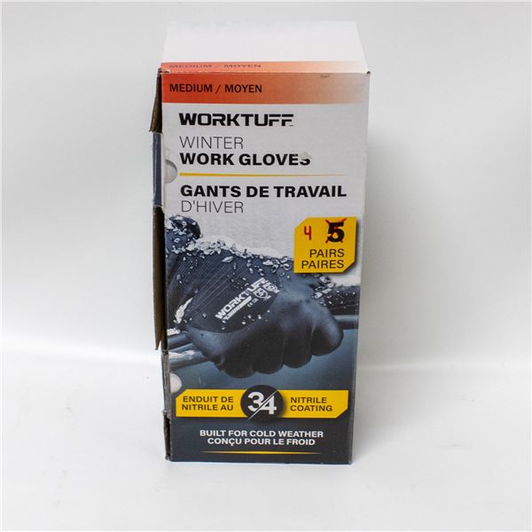 4 PAIRS WORKTUFF MEDIUM WINTER WORK GLOVES