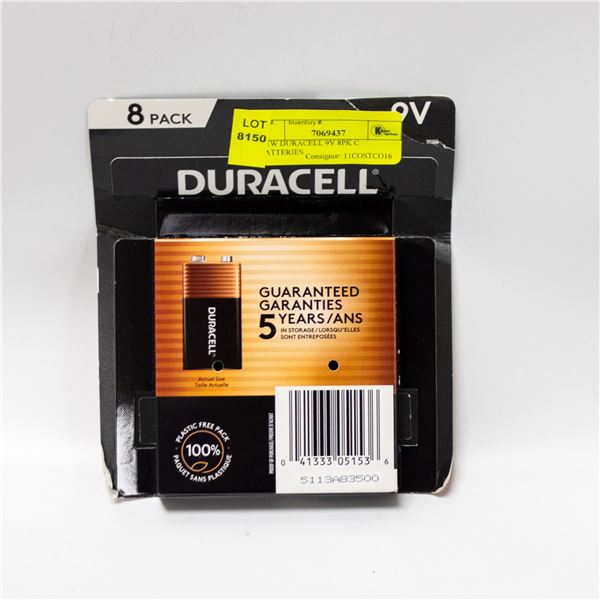 NEW DURACELL 9V 8PK C BATTERIES