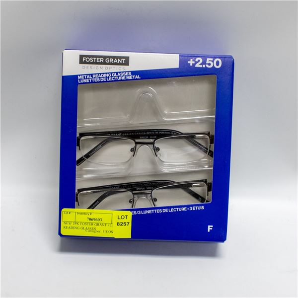 NEW 2PK FOSTER GRANT +2.50 READING GLASSES