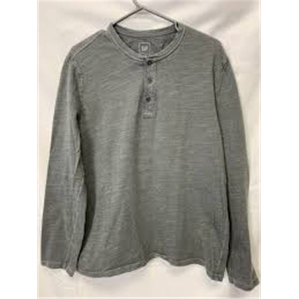 NEW GAP LONG SLEEVE HENLEY GREY MEDIUM